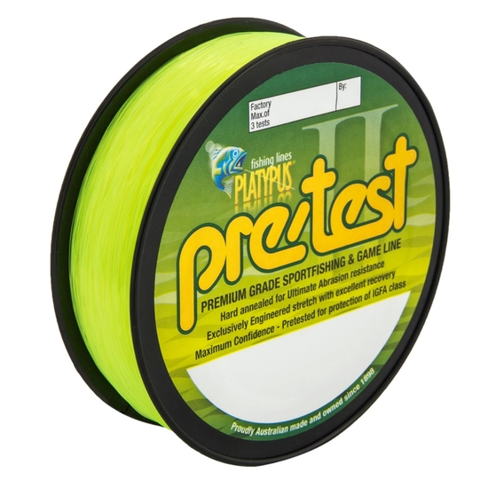 300m Spool of Platypus Yellow Pre-Test Monofilament Fishing Line-IGFA Class Line