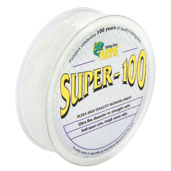 300m Spool of Clear Platypus Super 100 Monofilament Fishing Line - Mono Line