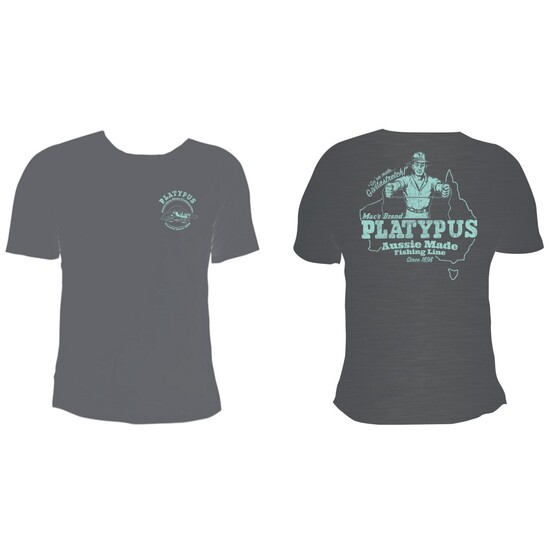 Charcoal Platypus Fishing Line "Giveitastretch" Tee Shirt - Short Sleeve Shirt