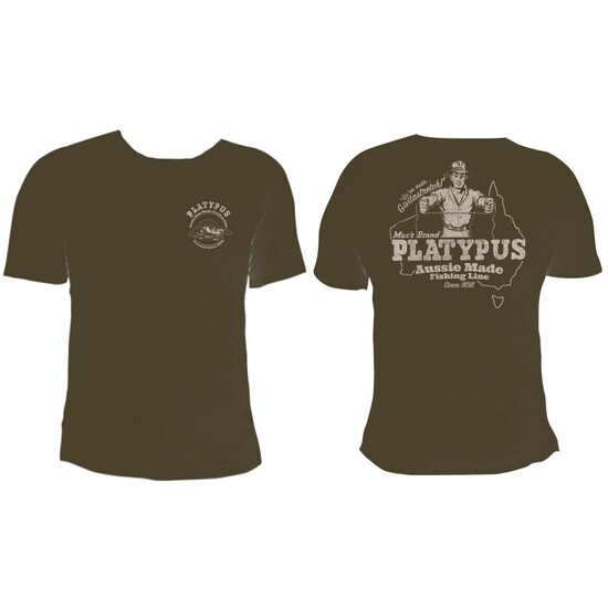 Olive Platypus Fishing Line "Giveitastretch" Tee Shirt - Short Sleeve Shirt