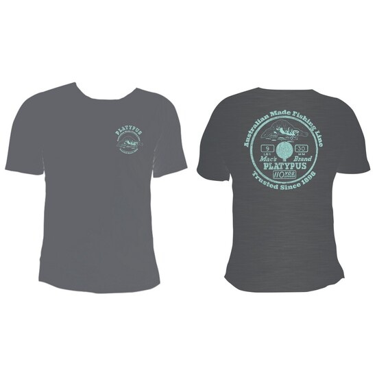 Charcoal Platypus Fishing Line Vintage Tee Shirt - Short Sleeve Fishing Shirt