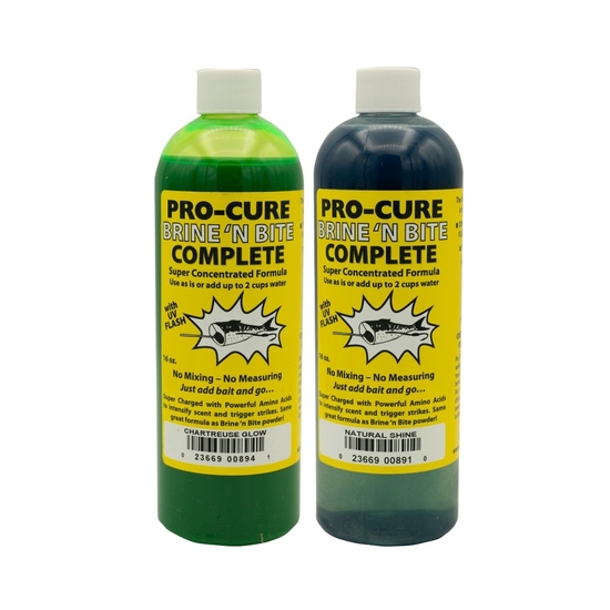 16oz Bottle of Pro-Cure Brine 'N Bite Complete Bait Scent Formula