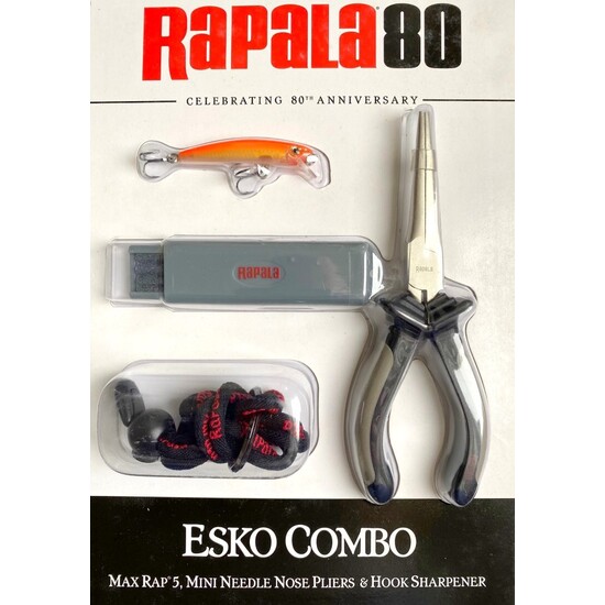 Rapala Esko Combo Fishing Tool Bundle - Max Rap 5 Lure, Pliers & Hook Sharpener