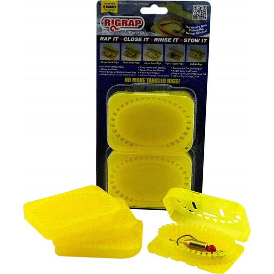 4 Pack of Rigrap 8512 Yellow Leader Rig Holders -Tangle Free Fishing Rig Storage