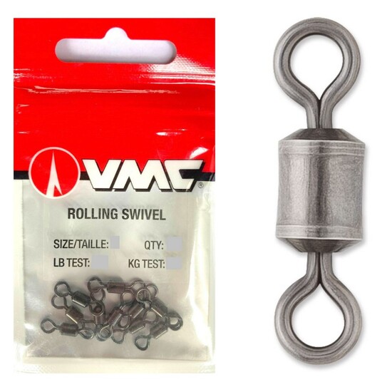 1 Packet of VMC Rolling Swivels - Brass Swivels with Black Nickel Finish