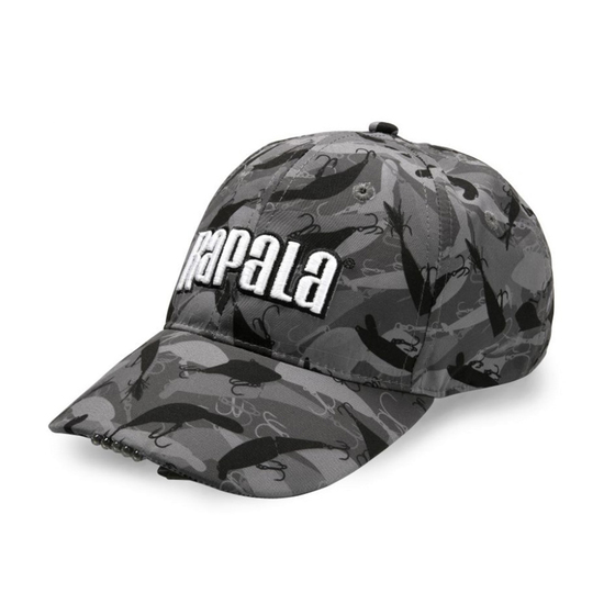 Rapala Camo Fish Lighted Cap - Fishing Hat with 5 LED Lights - Fishing Head Lamp