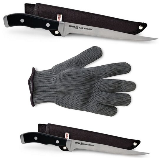 Rapala Black Medallion Fish Filleting Bundle - Knife Set With Filleting Glove