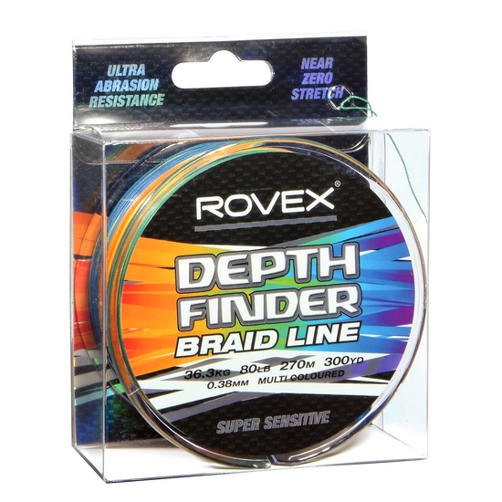 300yd Spool of Rovex Depth Finder Colour Metred Braided Fishing Line