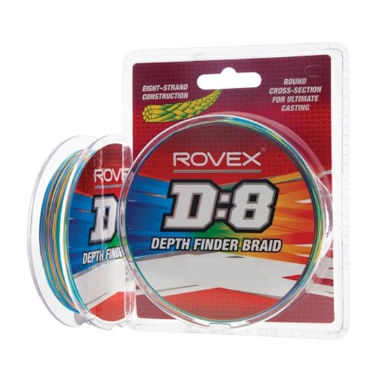 300yd Spool of Rovex D:8 Multi-Coloured Depth Finder Braided Fishing Line
