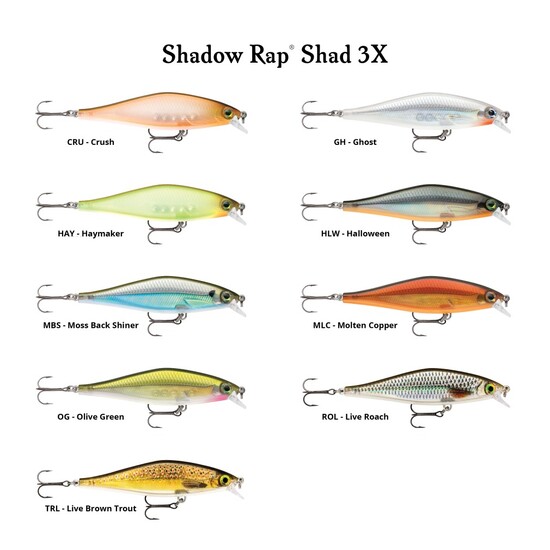 9cm Rapala Shadow Rap Shad 3X Shallow Diving Suspending Jerkbait Fishing Lure