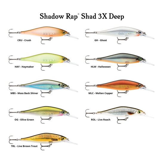 9cm Rapala Shadow Rap Shad Deep 3X Deep Diving Suspending Jerkbait Fishing Lure