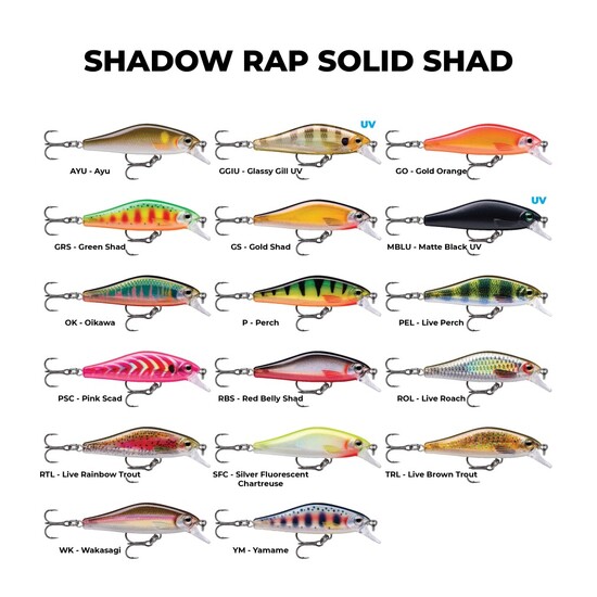 6cm Rapala Shadow Rap Solid Shad Fast Sinking Jerkbait/Twitchbait Fishing Lure