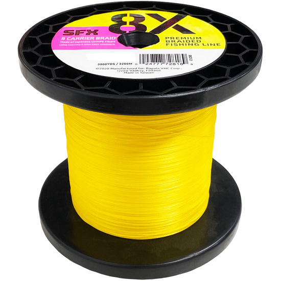 3200M Spool of Yellow Sufix SFX 8X Premium Braided Fishing Line -8 Carrier Braid