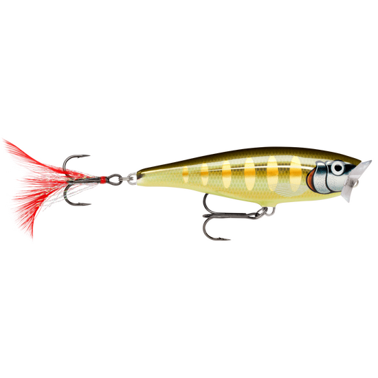 9cm Rapala Skitter Pop Topwater Popper Fishing Lure - Striped Grey Shiner 