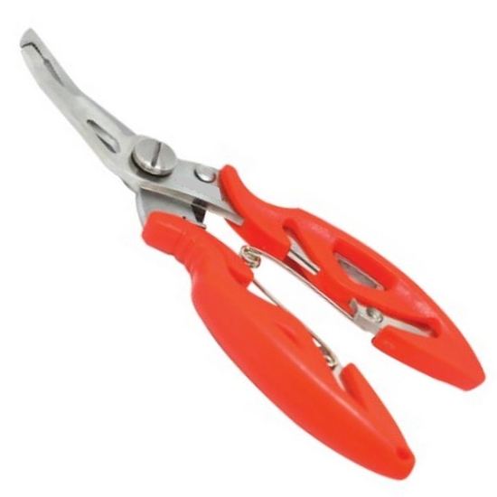 Stainless Steel 5 Inch Bent Nose Split Ring Pliers with Braid Cutting Function