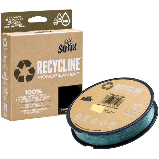 300m Spool of Green Sufix Recycline Monofilament Line-100% Recycled Fishing Line