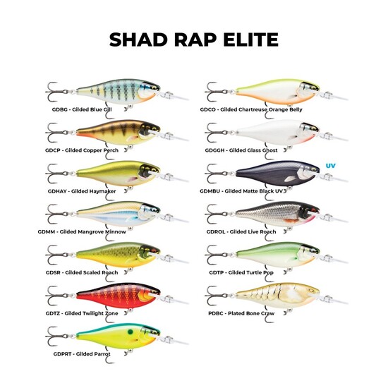 7.5cm Rapala Shad Rap Elite (Floating) Hardbody Fishing Lure