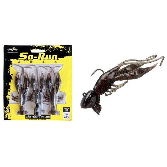 3 Pack of 7gm Storm So-Run 9cm Crayfish Soft Plastic Fishing Lures - Dark Side