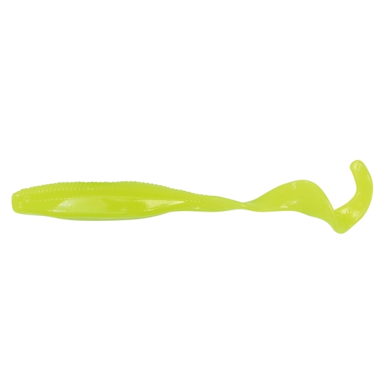 Zman 3 Pack of 7 Inch Streakz Curly Tailz Soft Plastic Lures - HOT CHARTREUSE