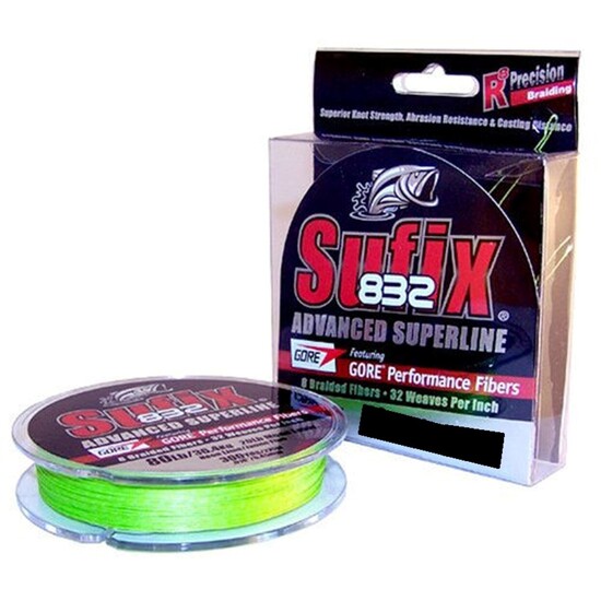 150yd Spool of 80lb Sufix 832 Advanced Superline Braided Fishing Line -Neon Lime