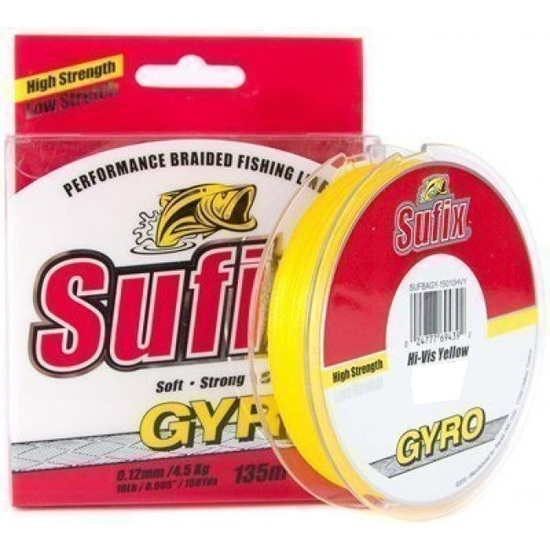 135m Spool of 30lb Sufix Gyro Hi Vis Yellow Braided Fishing Line