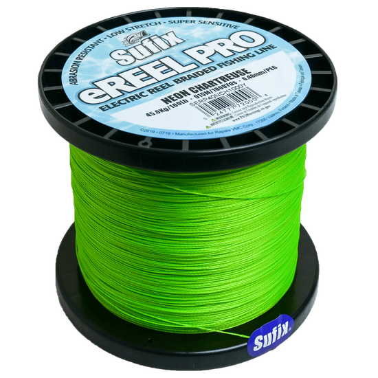 1000yd Spool of Neon Chartreuse Sufix E-Reel Pro Braid for Electric Fishing Reels