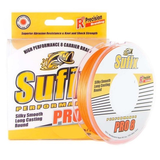 135m Spool of 48lb Sufix Pro 8 Braided Fishing Line - Neon Orange Fishing Braid