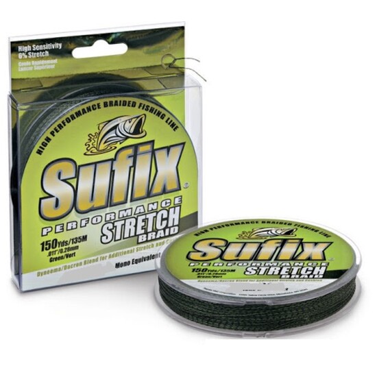 135m Spool of 65lb Green Sufix Performance Stretch Braided Fishing Line