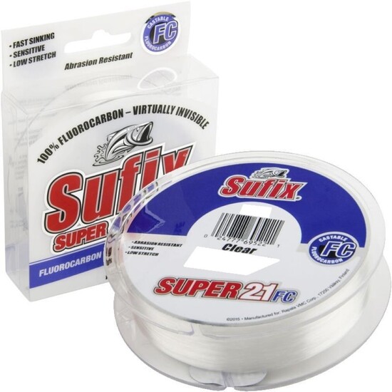 50m Spool of 40lb Sufix Super 21 Fluorocarbon Fishing Leader - 100% Fluorocarbon