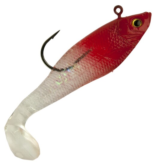 4 Pack of 5 Inch Red Head Storm WildEye Swim Shad Swimbait - Rigged Soft Plastic