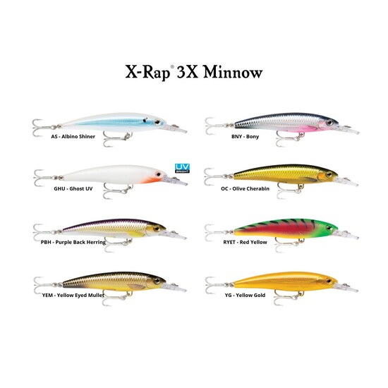 10cm Rapala X-Rap 3X Minnow Slow Diving Floating Jerkbait Fishing Lure