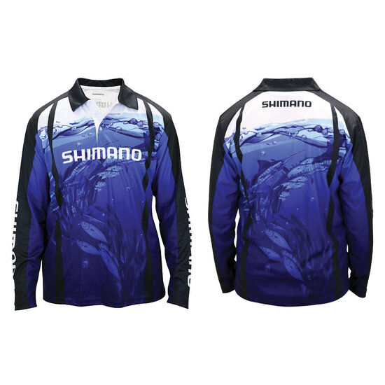 Shimano Underwater Long Sleeve Polo Tournament Fishing Shirt - Sublimated UPF50+