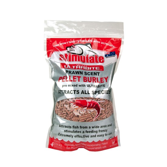 1 Kg Stimulate Prawn Scent Pellet Burley Pre Mixed with Ultrabite - Berley Pellets