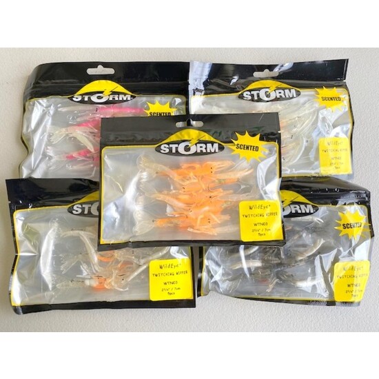 Storm 2 3/4 Inch Twitching Nipper Wildeye Lures Mixed Box - 5 Assorted Packets of 5 Lures