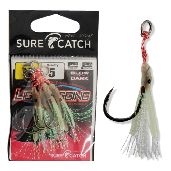 3 Pack of Surecatch Light Jigging Assist Hooks With Tinsel and Rubber