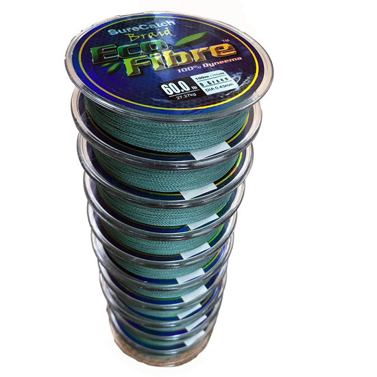 Surecatch Eco Fibre Braid 60lb / 27Kg 1000m Total Length - 10 x 100m Connected Spools