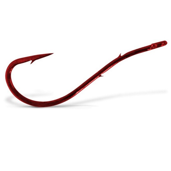 25 Pack of Size 1/0 VMC 7054TR Bent Worm Hooks With Barbed Shanks