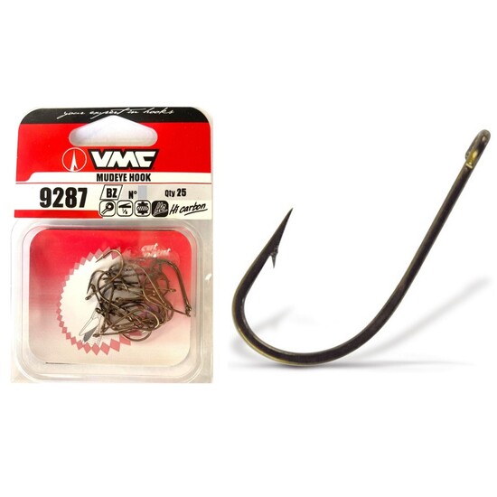 25 Pack of Size 2 VMC 9287 BZ Short Shank Bronze Fishing Hooks