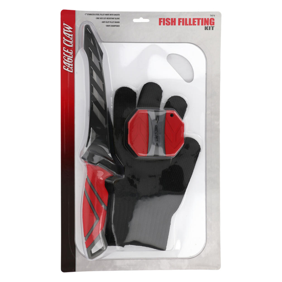 Eagle Claw Fish Filleting Kit - Fillet Knife,Sharpener,Glove & Fillet Board