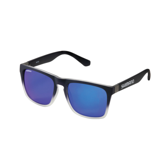 Shimano Abyss Polarised Sunglasses with Navy Fade Frame and Blue Mirror Lens