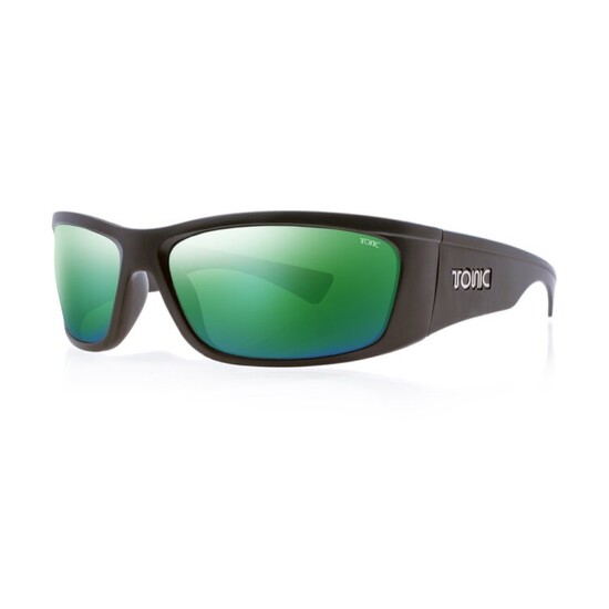 Tonic Shimmer Polarised Sunglasses with Glass Green Mirror Lens & Black Frame