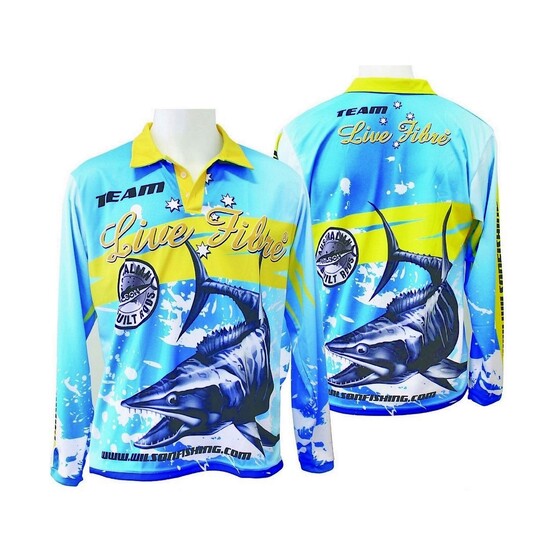 Size 4XL Team Live Fibre Long Sleeve Fishing Shirt UPF25+ Comfy, Lightweight