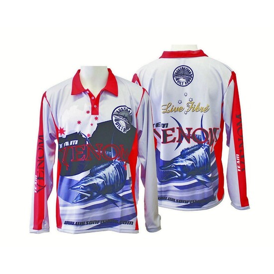 Team Wilson Venom Fishing Shirt - Long Sleeved - UPF25+ Comfy,Light with Collar