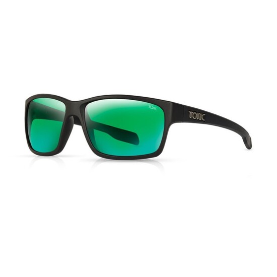 Tonic Titan Oversized Polarised Sunglasses-Glass Green Mirror Lens & Black Frame