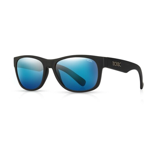 Tonic Wave Polarised Sunglasses with Glass Blue Mirror Lens and Black Frame
