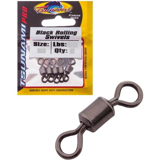 Tsunami Black Rolling Swivels - 7 Sizes To Choose From