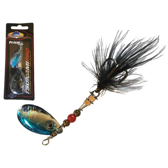 Tsunami 3.5gm Blue/Silver Prism Spinner Lure-Spinnerbait with Mustad Treble Hook