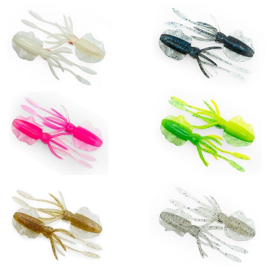 6 Pack of 60mm Chasebait Curly Prawn Soft Body Scented Fishing Lures - Lime  Tiger