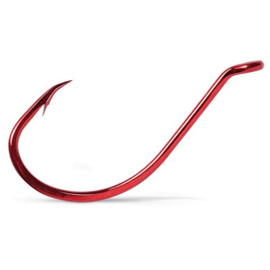 8 Pack of Size 1/0 VMC 8299TR Red Octopus Hooks - Chemically Sharpened