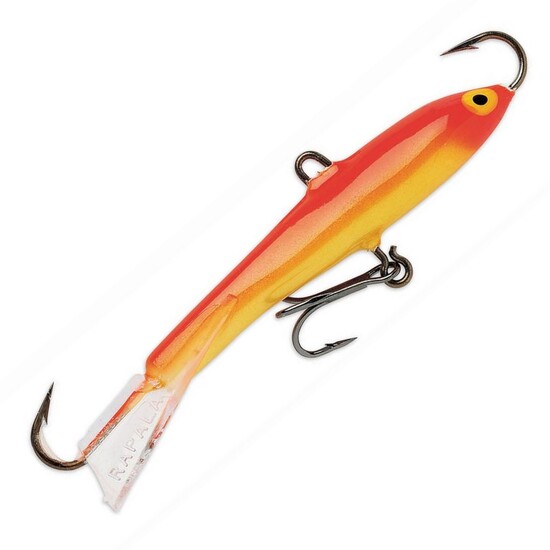 Gold Fluoro Red Rapala 5cm Jigging Rap Lure - Vertical Jigging Lure - Ice Jig